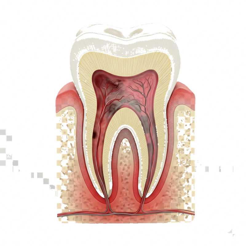Diente con nervio afectado por caries profunda